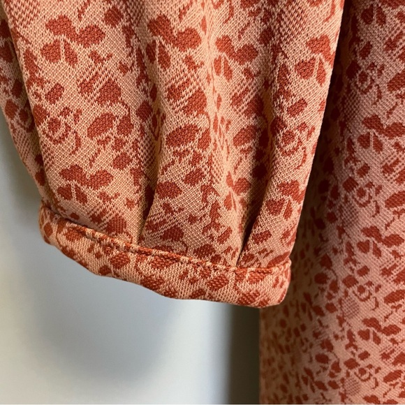 Vintage 50s 60s Orange Rust Floral Print Dress Coat Size XL - Picture 6 of 11